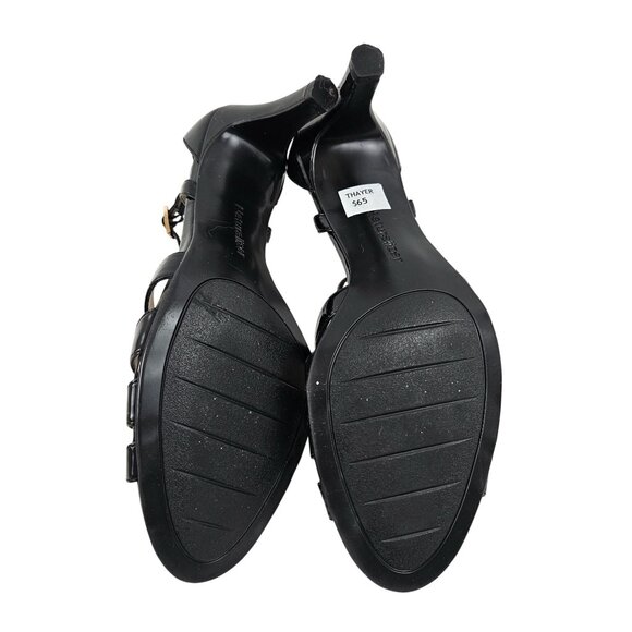 Naturalizer Sandals Women Size 8M Black Patent Leather Strappy Heeled Buckle - Picture 6 of 8